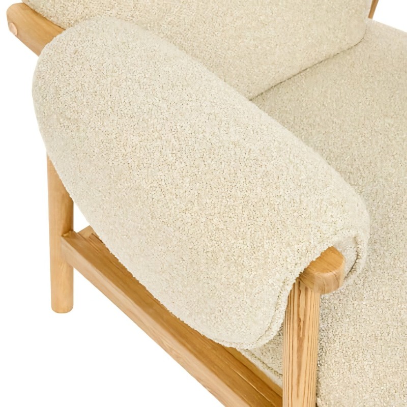 Fotoliu Ikaris, placaj frasin natural, boucle bej, H.83 cm, 214213