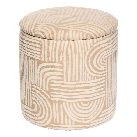 Taburet cu spatiu de depozitare Nubo, MDF, textil bej, D.31 cm, 214220A 