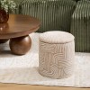 Taburet cu spatiu de depozitare Nubo, MDF, textil bej, D.31 cm, 214220A