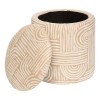 Taburet cu spatiu de depozitare Nubo, MDF, textil bej, D.31 cm, 214220A