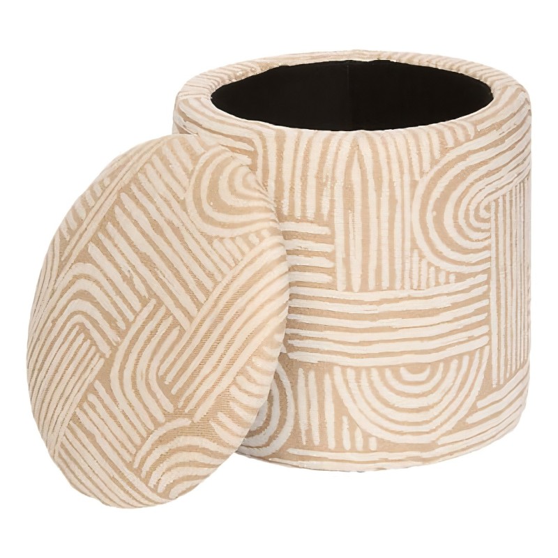 Taburet cu spatiu de depozitare Nubo, MDF, textil bej, D.31 cm, 214220A