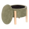 Taburet cu spatiu de depozitare Elki, placaj din lemn de cauciuc, textil verde khaki, D.45 cm, 214222B