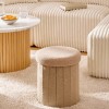 Taburet cu spatiu de depozitare Jaiko, MDF, poliester, boucle bej, D.32 cm, 214224