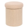 Taburet cu spatiu de depozitare Jaiko, MDF, poliester, boucle bej, D.32 cm, 214224