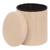 Taburet cu spatiu de depozitare Jaiko, MDF, poliester, boucle bej, D.32 cm, 214224