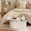 Bancheta pliabila Ottoman, MDF, poliester, boucle alb, L.76 cm, 214226