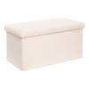 Bancheta pliabila Ottoman, MDF, poliester, boucle alb, L.76 cm, 214226