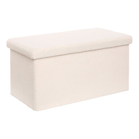 Bancheta pliabila Ottoman, MDF, poliester, boucle alb, L.76 cm, 214226 