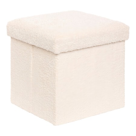 Taburet pliabil cu spatiu de depozitare Soana, MDF, poliester, ivoar, 38X38 cm, 214227A 