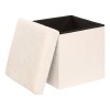 Taburet pliabil cu spatiu de depozitare Soana, MDF, poliester, ivoar, 38X38 cm, 214227A
