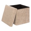 Taburet pliabil cu spatiu de depozitare Soana, MDF, poliester, bej, 38X38 cm, 214227B