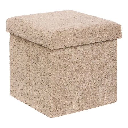 Taburet pliabil cu spatiu de depozitare Soana, MDF, poliester, bej, 38X38 cm, 214227B 