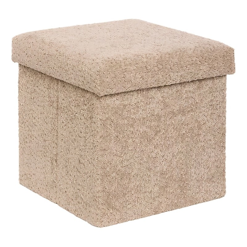 Taburet pliabil cu spatiu de depozitare Soana, MDF, poliester, bej, 38X38 cm, 214227B