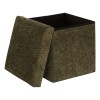 Taburet pliabil cu spatiu de depozitare Soana, MDF, poliester, verde khaki, 38X38 cm, 214227C