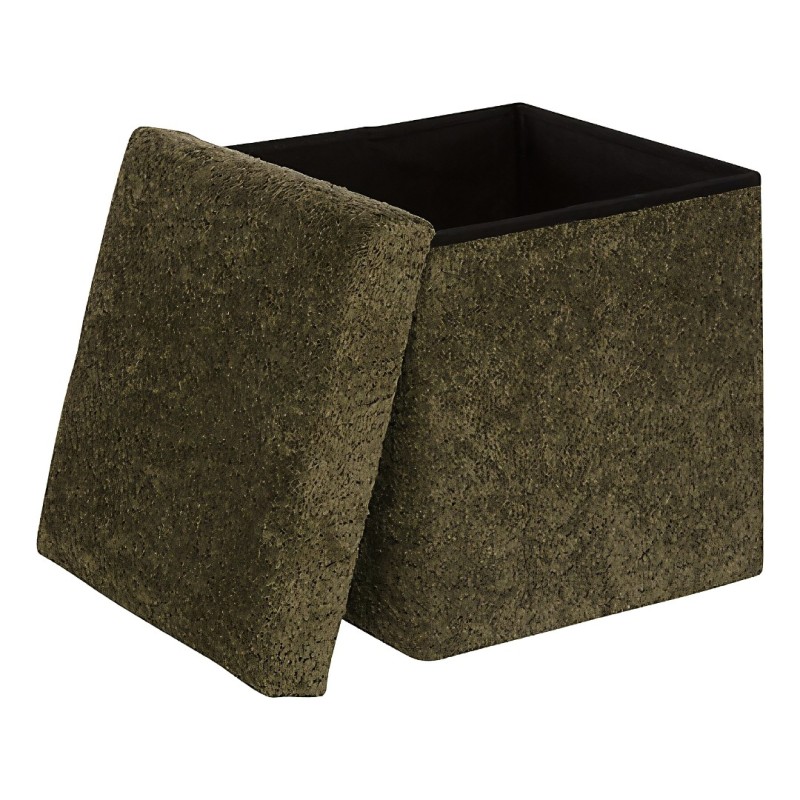Taburet pliabil cu spatiu de depozitare Soana, MDF, poliester, verde khaki, 38X38 cm, 214227C