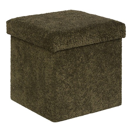 Taburet pliabil cu spatiu de depozitare Soana, MDF, poliester, verde khaki, 38X38 cm, 214227C 