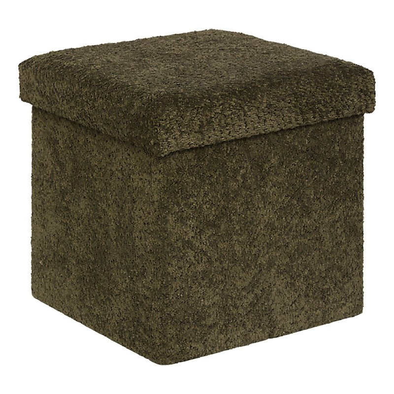Taburet pliabil cu spatiu de depozitare Soana, MDF, poliester, verde khaki, 38X38 cm, 214227C