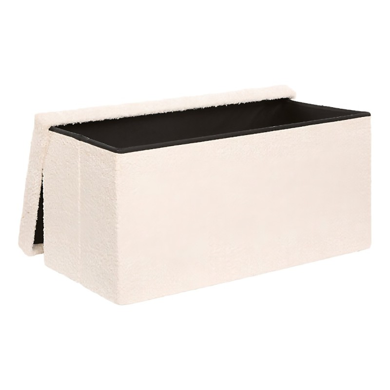 Bancheta pliabila cu spatiu de depozitare Soana, MDF, poliester, ivoar, L.76 cm, 214228A