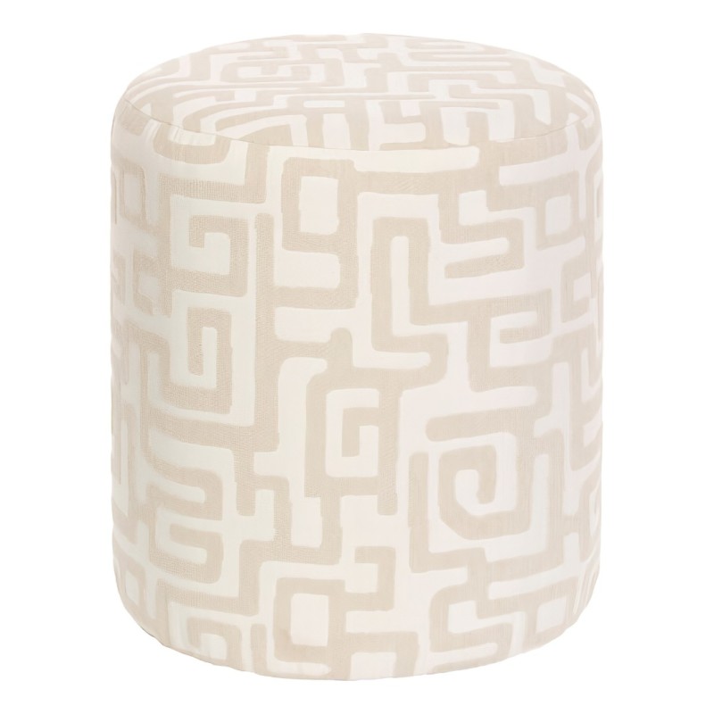 Taburet Ottoman, placaj, poliester, alb, D.36 cm, 214231A