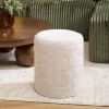 Taburet Ottoman, placaj, spuma, textil alb, D.36 cm, 214231B