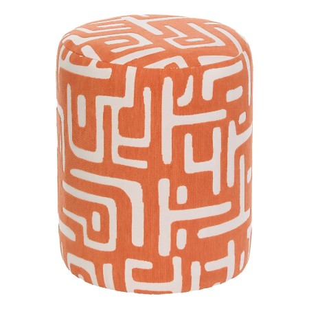 Taburet Ottoman, placaj, spuma, poliester, portocaliu, D.30 cm, 214232A 