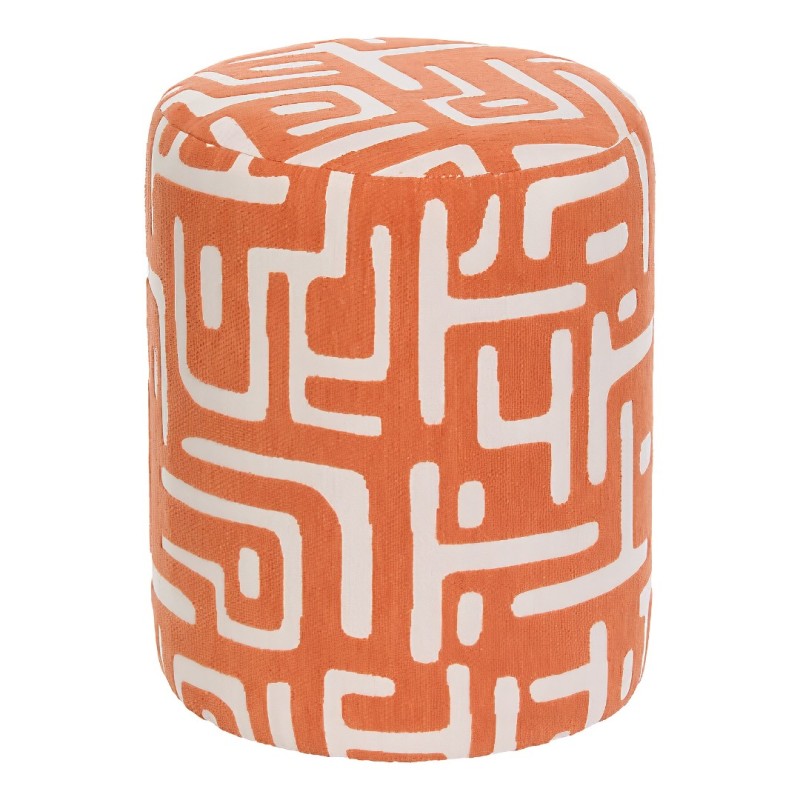 Taburet Ottoman, placaj, spuma, poliester, portocaliu, D.30 cm, 214232A