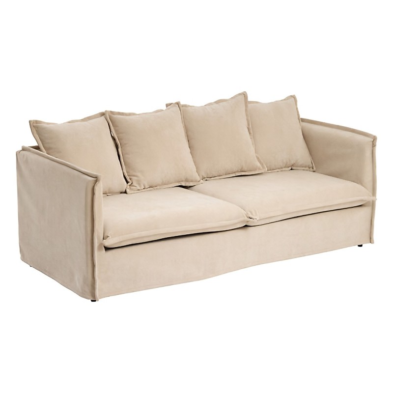 Canapea 3 locuri Odile, PAL, textil, bej, L.200 cm, 214235A