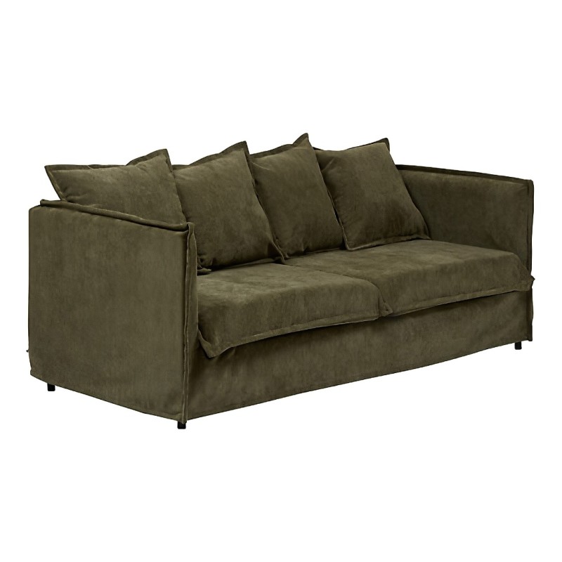 Canapea 3 locuri Odile, PAL, textil, verde cedar, L.200 cm, 214235B