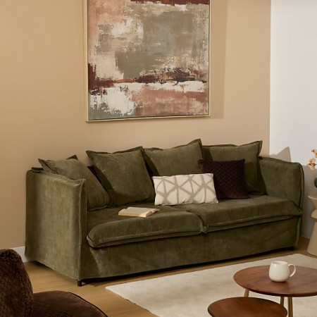 Canapea 3 locuri Odile, PAL, textil, verde cedar, L.200 cm, 214235B 