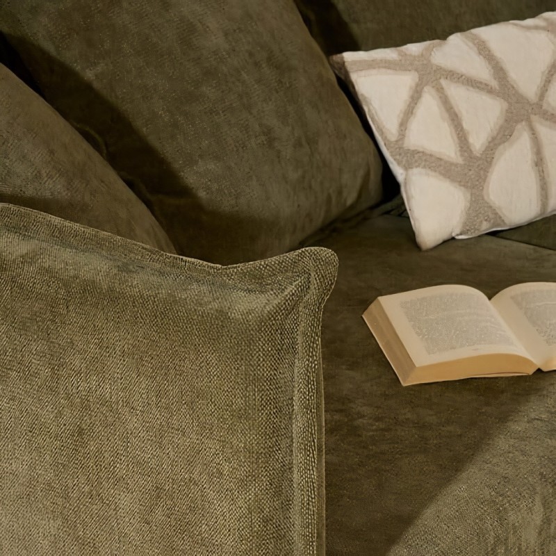 Canapea 3 locuri Odile, PAL, textil, verde cedar, L.200 cm, 214235B