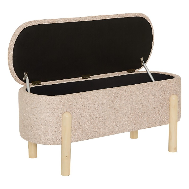 Bancheta Muka, MDF, textil, bej, L.86 cm, 214242