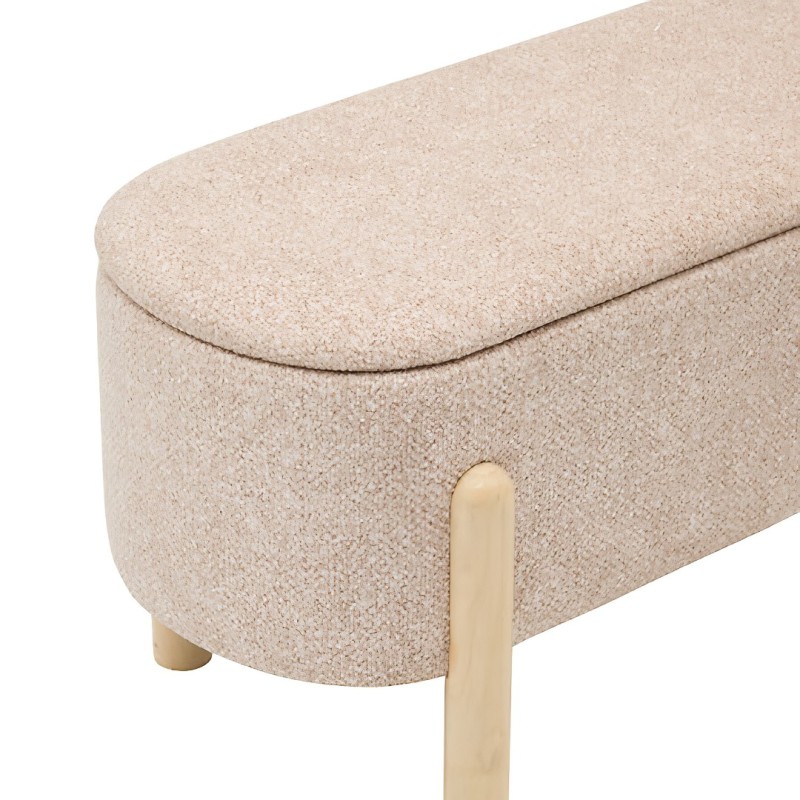 Bancheta Muka, MDF, textil, bej, L.86 cm, 214242