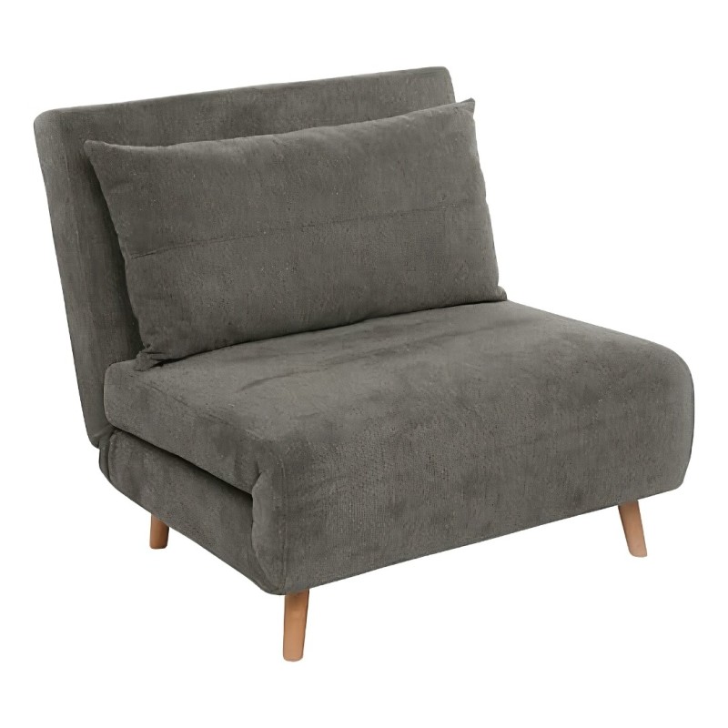 Fotoliu extensibil click-clack, lemn, poliester, gri, H.82 cm, 214248A