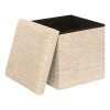 Taburet pliabil cu spatiu de depozitare Olma, MDF, poliester, crem, 38X38 cm, 214251A