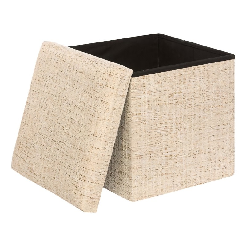 Taburet pliabil cu spatiu de depozitare Olma, MDF, poliester, crem, 38X38 cm, 214251A