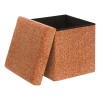 Taburet pliabil cu spatiu de depozitare Oxia, MDF, poliester, chihlimbar, 38X38 cm, 214258B