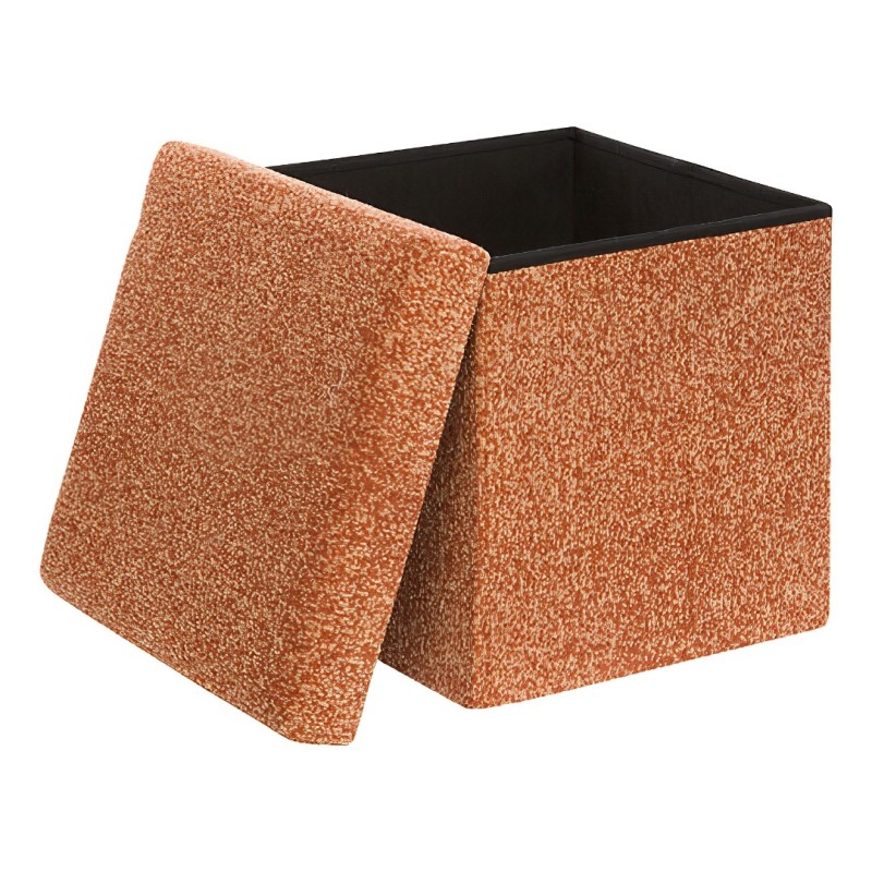 Taburet pliabil cu spatiu de depozitare Oxia, MDF, poliester, chihlimbar, 38X38 cm, 214258B