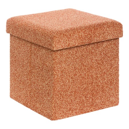 Taburet pliabil cu spatiu de depozitare Oxia, MDF, poliester, chihlimbar, 38X38 cm, 214258B 