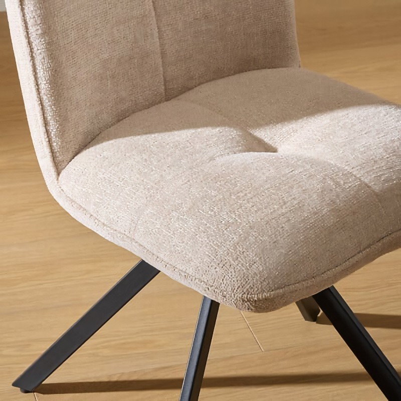 Scaun dining rotativ Gira, metal, textil chenille, bej, H.88 cm, 214259A