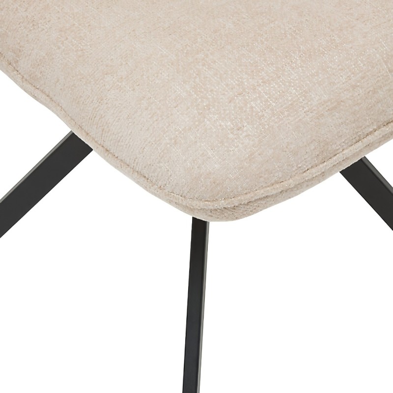Scaun dining rotativ Gira, metal, textil chenille, bej, H.88 cm, 214259A
