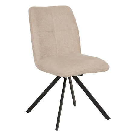 Scaun dining rotativ Gira, metal, textil chenille, bej, H.88 cm, 214259A 