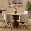 Scaun dining rotativ Gira, metal, textil chenille, bej, H.88 cm, 214259A