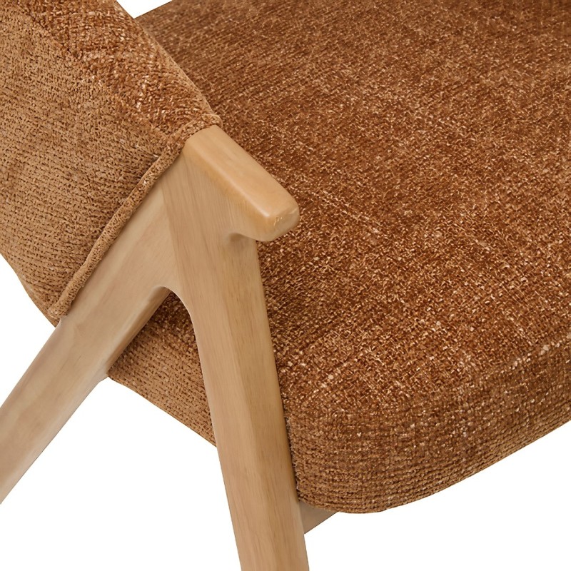 Scaun dining Amza, lemn de cauciuc, textil chenille, ambra, H.79 cm, 214263C