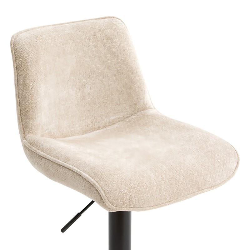 Scaun bar ajustabil Cirea, metal, textil, crem, H.105 cm, 214264A