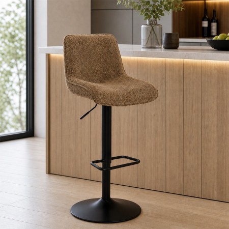 Scaun bar ajustabil Cirea, metal, textil chenille, bronz, H.105 cm, 214264B 