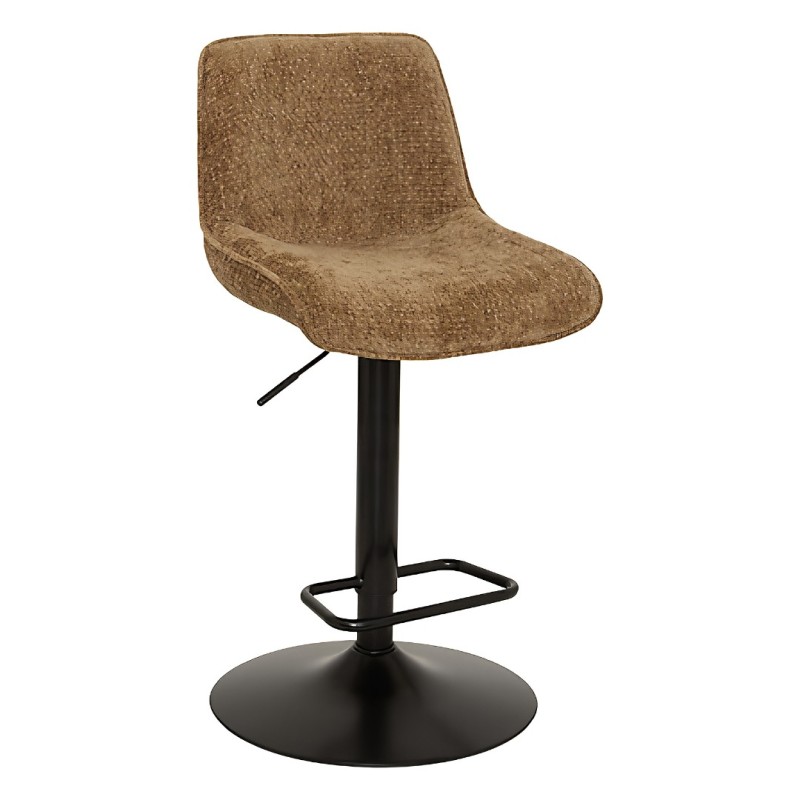 Scaun bar ajustabil Cirea, metal, textil chenille, bronz, H.105 cm, 214264B