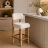 Scaun bar Noali, lemn, textil chenille, ivoar, H.104 cm, 214266A