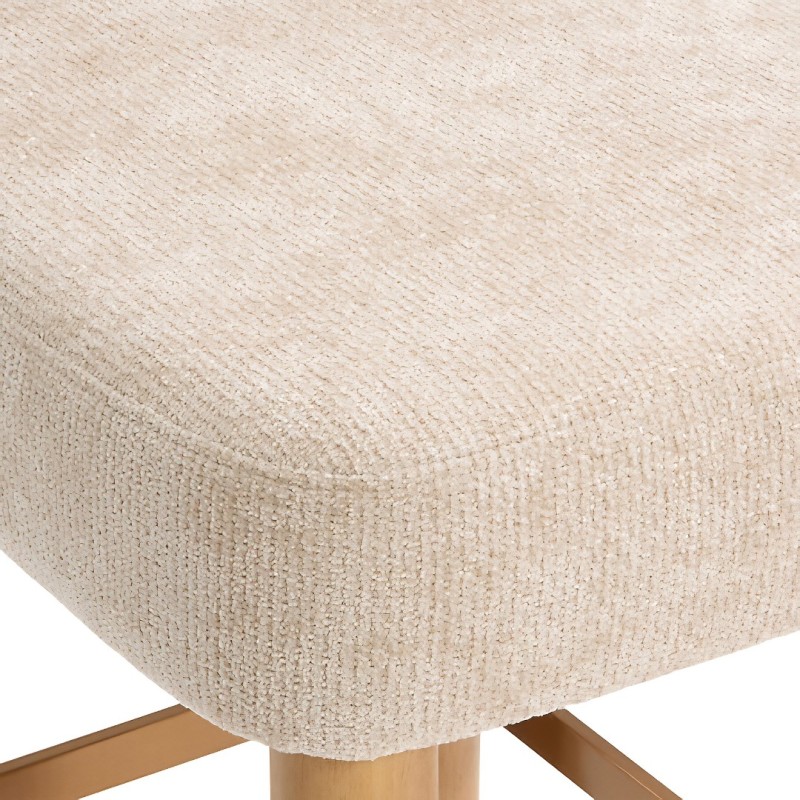Scaun bar Noali, lemn, textil chenille, ivoar, H.104 cm, 214266A