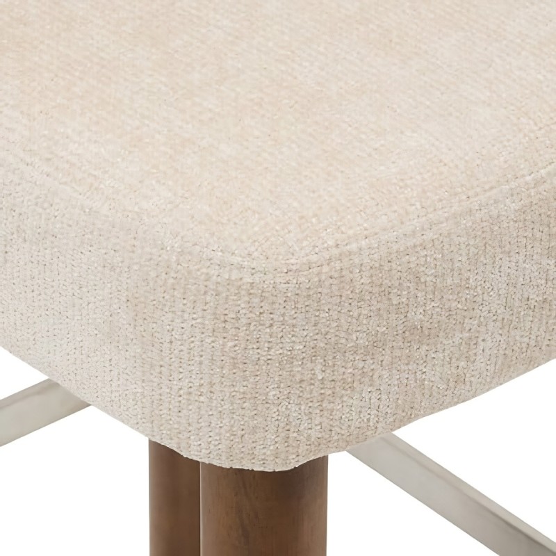 Scaun bar Noali, lemn, textil chenille, ivoar, H.104 cm, 214266B