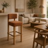 Scaun bar Noali, lemn, textil chenille, ambra, H.104 cm, 214266C